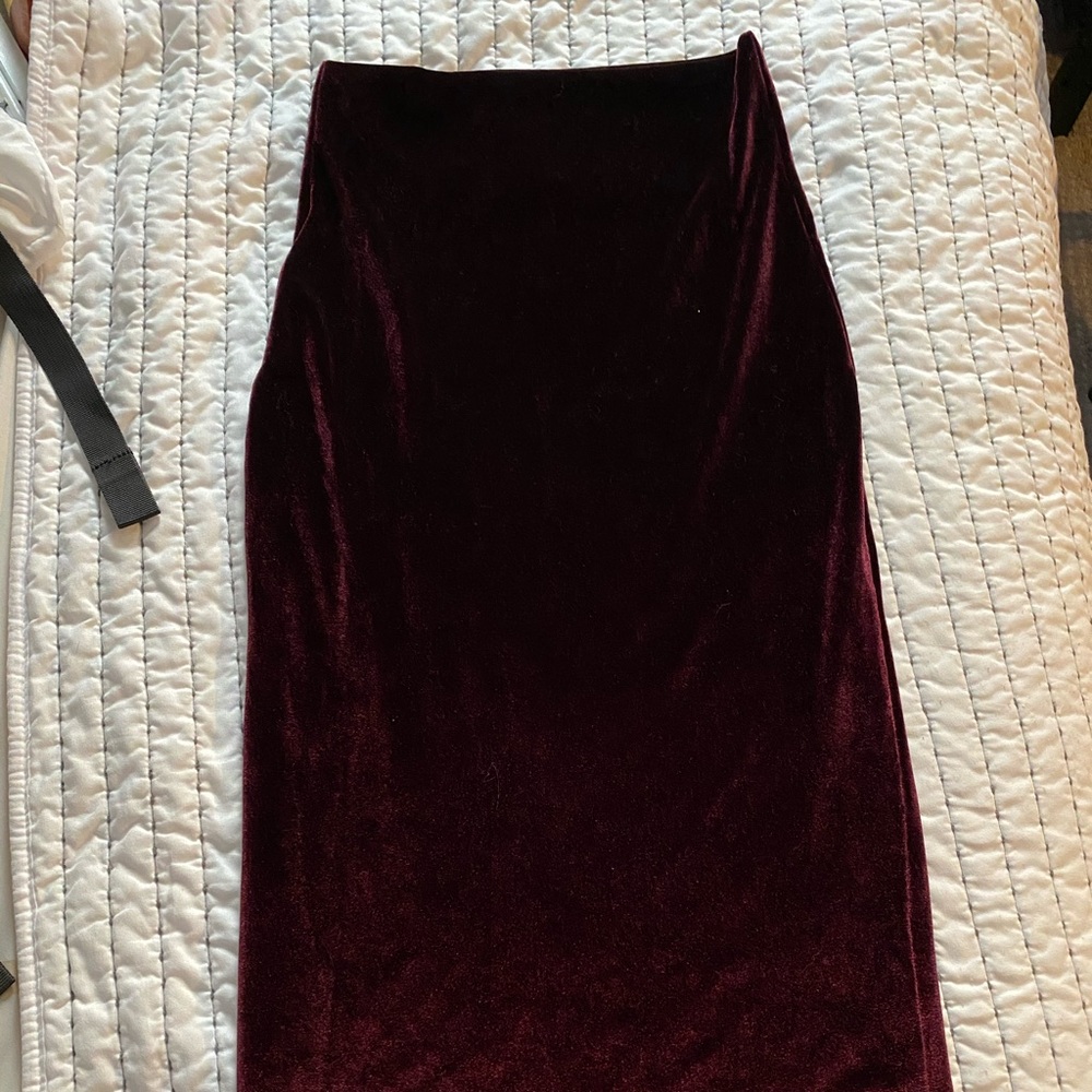 Burgundy velvet skirt
